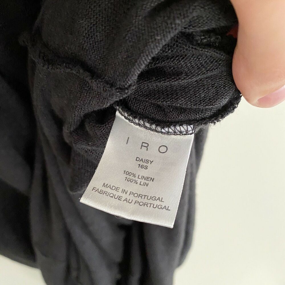 IRO Size XS Daisy Linen Knit Maxi Dress Lace Up V Neck Sleeveless Washed Black - Picture 6 of 10